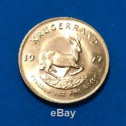 1977 Krugerrand 1 Oz Gold. 999 Fine Gold AU Fyngoud 1Troy Ounce Gold No Reserve