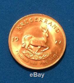 1977 Krugerrand 1 Oz Gold. 999 Fine Gold AU Fyngoud 1Troy Ounce Gold No Reserve