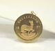 1977 South African Krugerrand Coin 1 Oz. Fine Gold In 14k Yellow Gold Pendant