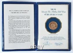 1978 Republic of Panama 75 Balboas. 500 Fine Proof Gold Coin in Original Folder