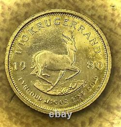 1980 1/10th Gold Kruggerand BU Condition 22K. 917 Fine Carat Coin