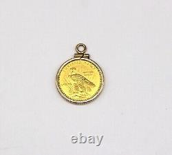 1980 American Eagle 1/10 Oz. 999 Fine 24k Gold Coin in 14k Gold Pendent Bezel