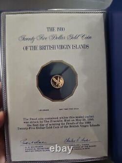 1980 British Virgin Islands Proof 25$ Coin Gold Very Low Mintage! With CERTIFICATE