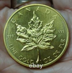 1980 Canada Maple Leaf. 999 1 T. Ounce Pure FINE Gold Coin $50 Dollars BU