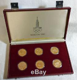 1980 Russia (USSR) Moscow Olympics 6pc Gold Set 3oz Total Gold. 900 Fine