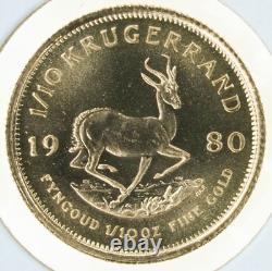 1980 South Africa 1/10 oz Gold Krugerrand Tenth Ounce Fine Gold 1st Year 1980 South Africa 1/10 oz Gold Krugerrand Tenth Ounce Fine Gold 1st Year