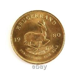 1980 South African 1 oz Krugerrand Fine Gold Bullion World Coin