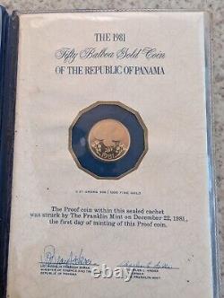 1981 Fine Gold 500/1000 Panama 50 Balboas Coin 5.37g Dove Of Peace Olive Branch