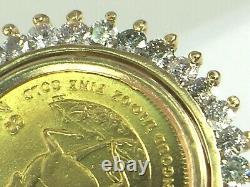 1982 1/10 S Afraid krugerrand gold coin in 0.68ct Diamond bezel. 23.5mm. 5.8gm