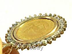 1982 1/10 S Afraid krugerrand gold coin in 0.68ct Diamond bezel. 23.5mm. 5.8gm