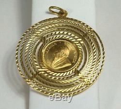 1982 1/4 oz. Fine Gold South Africa Krugerrand Coin in 18k Multi Ring Pendant