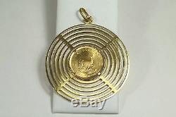 1982 1/4 oz. Fine Gold South Africa Krugerrand Coin in 18k Multi Ring Pendant