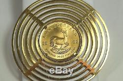 1982 1/4 oz. Fine Gold South Africa Krugerrand Coin in 18k Multi Ring Pendant