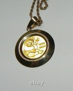 1982 Chinese GOLD PANDA Coin 1/10TH OZ withGOLD Bezel & 14K GOLD CHAIN