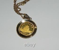 1982 Chinese GOLD PANDA Coin 1/10TH OZ withGOLD Bezel & 14K GOLD CHAIN