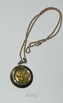 1982 Chinese GOLD PANDA Coin 1/10TH OZ withGOLD Bezel & 14K GOLD CHAIN