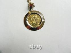 1982 Chinese GOLD PANDA Coin 1/10TH OZ withGOLD Bezel & 14K GOLD CHAIN