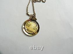 1982 Chinese GOLD PANDA Coin 1/10TH OZ withGOLD Bezel & 14K GOLD CHAIN