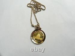 1982 Chinese GOLD PANDA Coin 1/10TH OZ withGOLD Bezel & 14K GOLD CHAIN