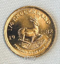1982 Krugerrand South African 1/4 Oz Fine Gold Coin