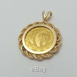 1983 1/10oz. 999 Chinese Panda 10 Yuan Coin14K Gold Rope Edge Charm Pendant