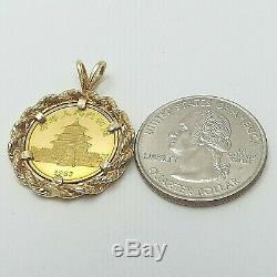 1983 1/10oz. 999 Chinese Panda 10 Yuan Coin14K Gold Rope Edge Charm Pendant