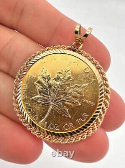 1983 Fifty Dollar Elizabeth II Canada. 9999 Fine Gold & Maple Leaf Coin Pendant