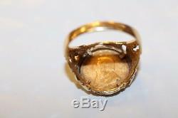 1983 South African 1/10th Fine Gold Krugerrand Coin in 14kt Gold Ring Size 12