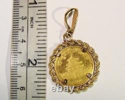 1984 1/10.999 Fine Yellow Gold Yuan Panda Coin 14k Rope Pendant