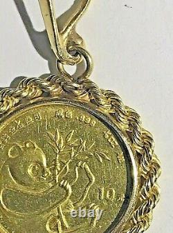 1984 1/10.999 Fine Yellow Gold Yuan Panda Coin 14k Rope Pendant