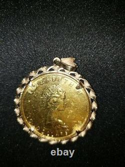 1984 1 oz Canadian Maple Leaf Coin. 9999 Gold With Vintage 18k Gold Bezel