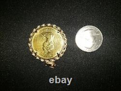 1984 1 oz Canadian Maple Leaf Coin. 9999 Gold With Vintage 18k Gold Bezel