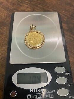 1984 China 25 Yuan 1/4 oz. 999 Fine Gold Panda Coin in 14k Pendant Bezel