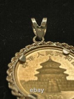 1984 China 25 Yuan 1/4 oz. 999 Fine Gold Panda Coin in 14k Pendant Bezel