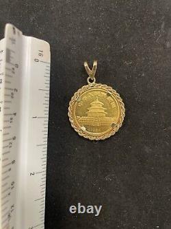 1984 China 25 Yuan 1/4 oz. 999 Fine Gold Panda Coin in 14k Pendant Bezel