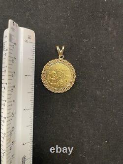 1984 China 25 Yuan 1/4 oz. 999 Fine Gold Panda Coin in 14k Pendant Bezel