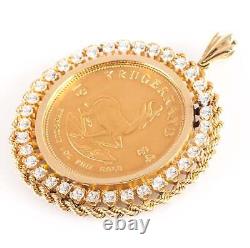 1984 Krugerrand 1oz Fine Gold Coin & CZ Pendant With 14k Yellow Gold Bail 47.55g