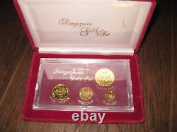 1984 Singapore 4 Coin Fine Gold. 999 Set and Case (1.85 oz.) Read description