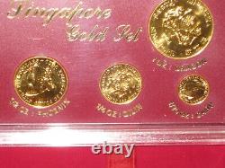 1984 Singapore 4 Coin Fine Gold. 999 Set and Case (1.85 oz.) Read description