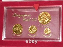 1984 Singapore 4 Coin Fine Gold. 999 Set and Case (1.85 oz.) Read description