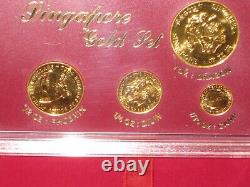 1984 Singapore 4 Coin Fine Gold. 999 Set and Case (1.85 oz.) Read description