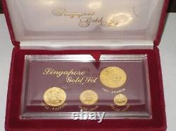 1984 Singapore 4 Coin Fine Gold. 999 Set and Case (1.85 oz.) Read description