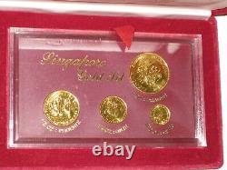 1984 Singapore 4 Coin Fine Gold. 999 Set and Case (1.85 oz.) Read description