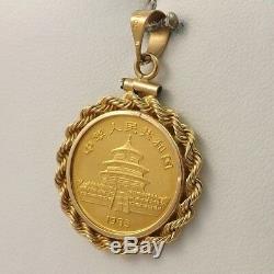 1985 1/10oz. 999 Chinese Panda Coin 14K Frame Charm Pendant 5.9gr