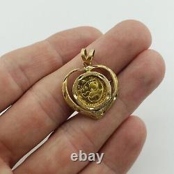 1985 1/20 oz 999 Fine Gold Bullion Coin China Panda 14K Pendant 24K Pure Heart