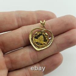 1985 1/20 oz 999 Fine Gold Bullion Coin China Panda 14K Pendant 24K Pure Heart