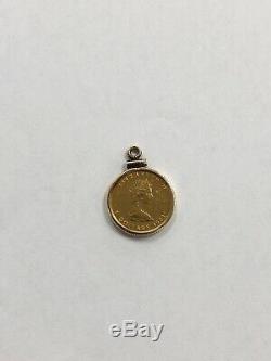 1985 $5 Gold 1/10 OZ Fine Gold 9999 Canadian Coin In 14K Bezel