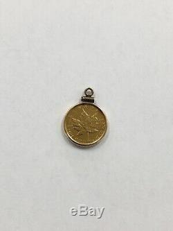 1985 $5 Gold 1/10 OZ Fine Gold 9999 Canadian Coin In 14K Bezel