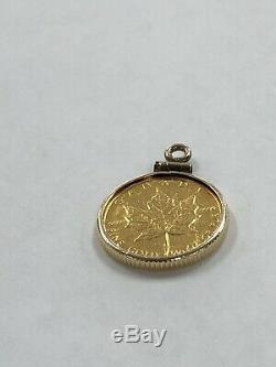 1985 $5 Gold 1/10 OZ Fine Gold 9999 Canadian Coin In 14K Bezel