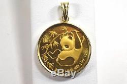 1985 China 1 Ounce Fine Gold Panda Coin. 999 Fineness in 14k Yellow Gold Pendant